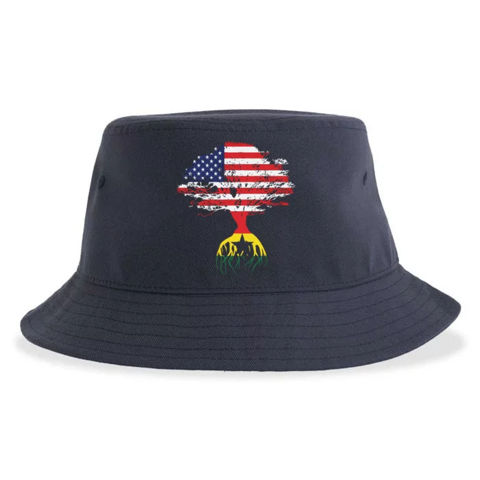 American Flag Ghanaian Roots Ghana Flag Sustainable Bucket Hat