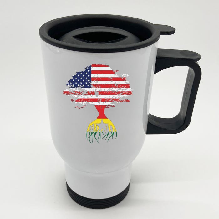 American Flag Ghanaian Roots Ghana Flag Front & Back Stainless Steel Travel Mug