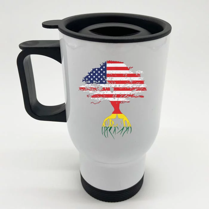 American Flag Ghanaian Roots Ghana Flag Front & Back Stainless Steel Travel Mug