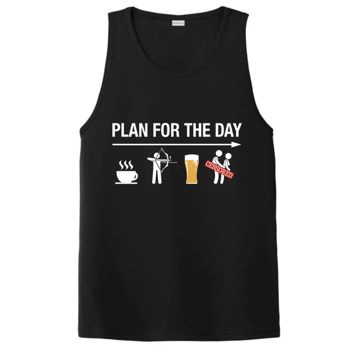 Archery Funny Gift Coffee Bow Beer Plan For The Day Meaningful Gift Performance Tank