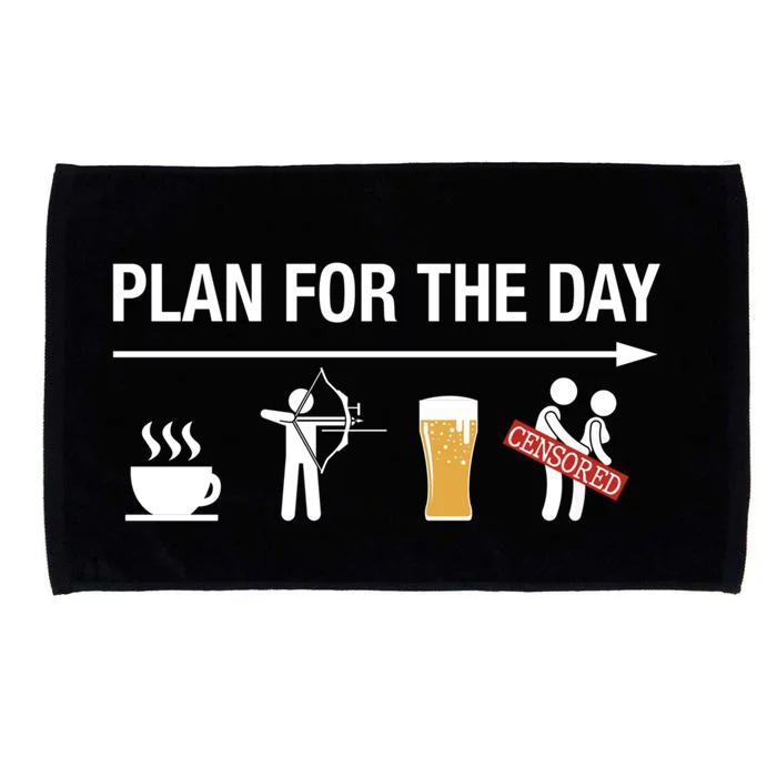 Archery Funny Gift Coffee Bow Beer Plan For The Day Meaningful Gift Microfiber Hand Towel