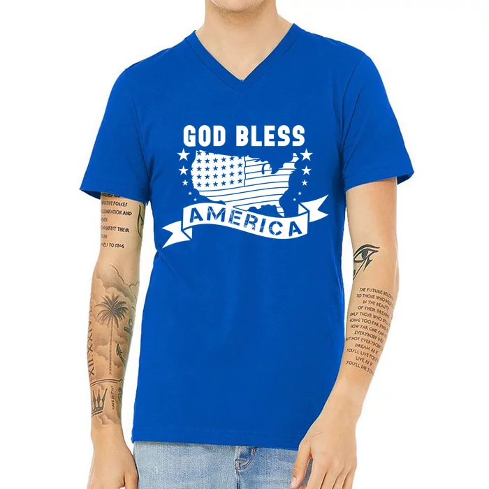 American Funny God Bless America Gift V-Neck T-Shirt