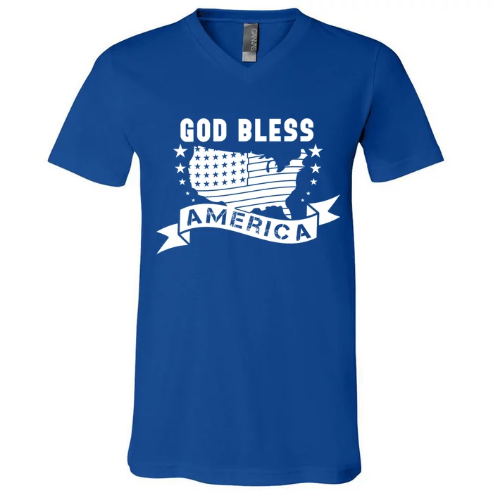 American Funny God Bless America Gift V-Neck T-Shirt