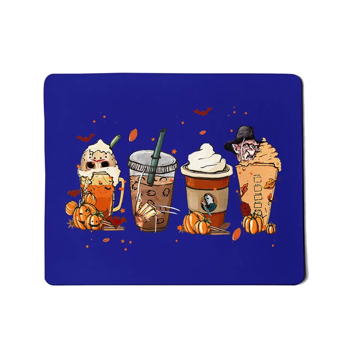 Autumn Fall Horror Latte Coffee Cups Ghost Halloween Mousepad