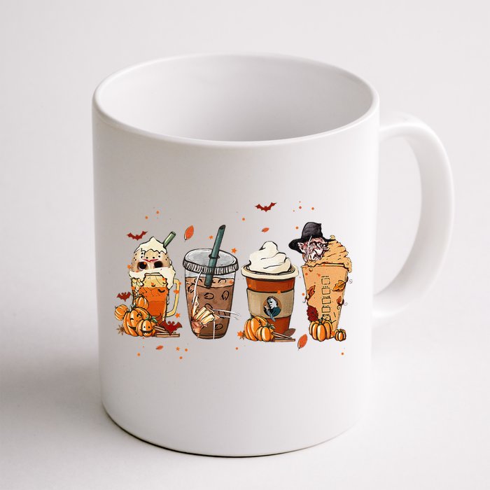 Autumn Fall Horror Latte Coffee Cups Ghost Halloween Front & Back Coffee Mug