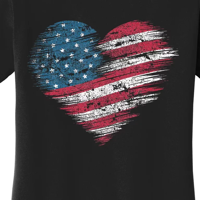 American Flag Heart Women Patriotic 4th Of July Usa Gift Women's T-Shirt