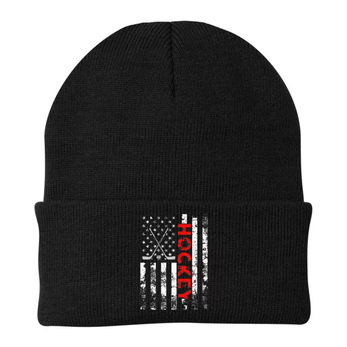 American Flag Hockey USA Patriotic Gift Knit Cap Winter Beanie