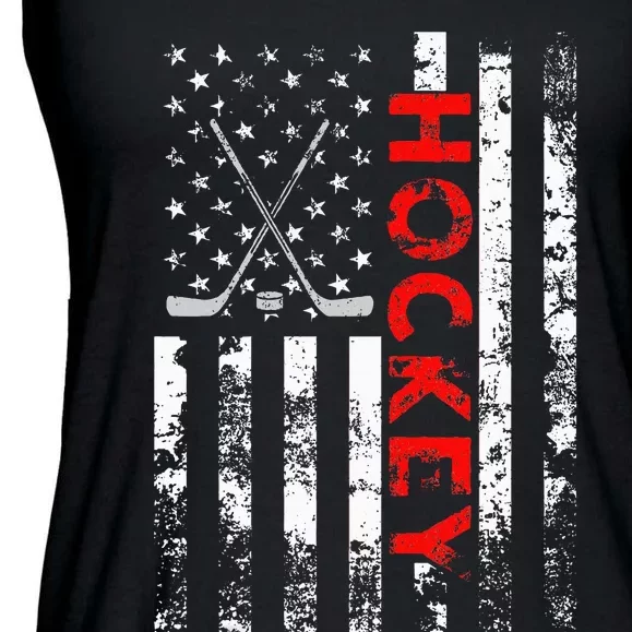 American Flag Hockey USA Patriotic Gift Ladies Essential Flowy Tank