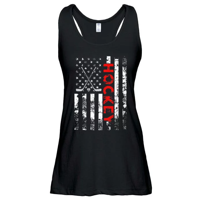 American Flag Hockey USA Patriotic Gift Ladies Essential Flowy Tank