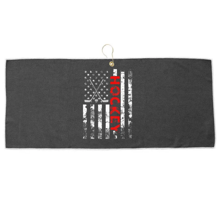 American Flag Hockey USA Patriotic Gift Large Microfiber Waffle Golf Towel