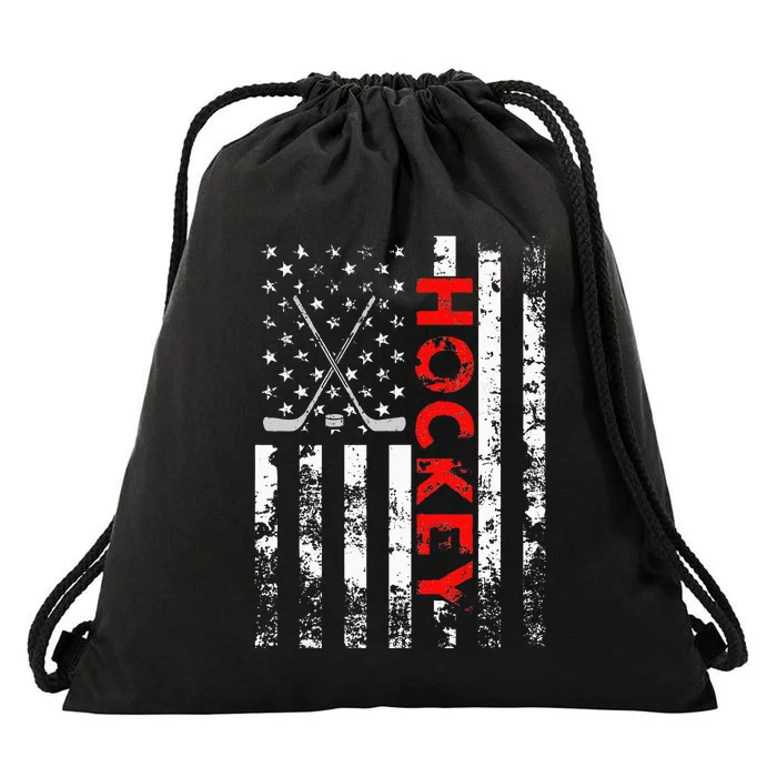 American Flag Hockey USA Patriotic Gift Drawstring Bag