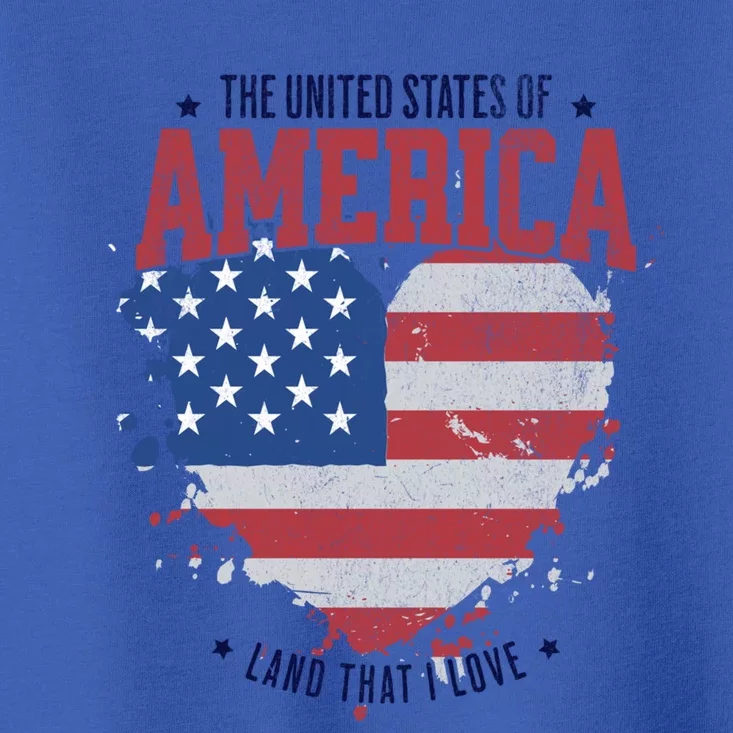 American Flag Heart 4th Of July Usa Land That I Love Meaningful Gift Toddler T-Shirt