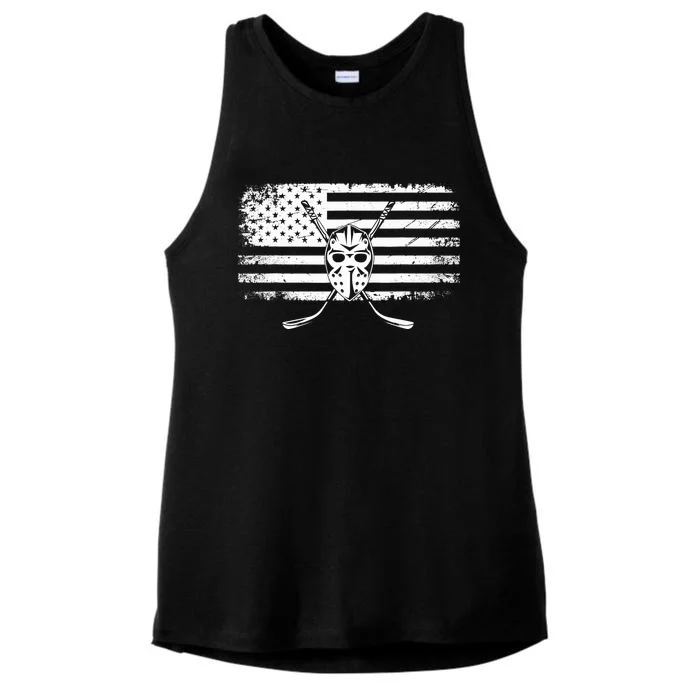 American Flag Hockey Hockey Ladies Tri-Blend Wicking Tank