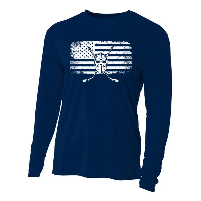 American Flag Hockey Hockey Cooling Performance Long Sleeve Crew