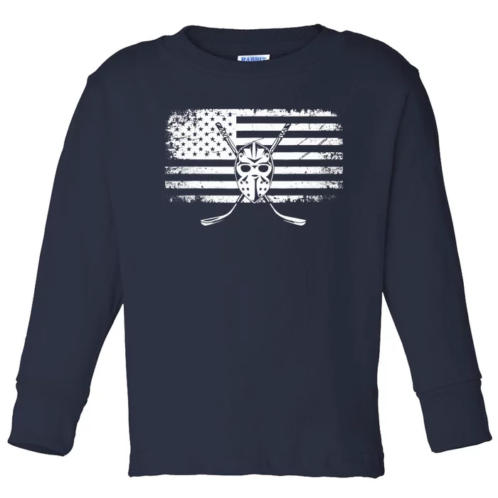 American Flag Hockey Hockey Toddler Long Sleeve Shirt