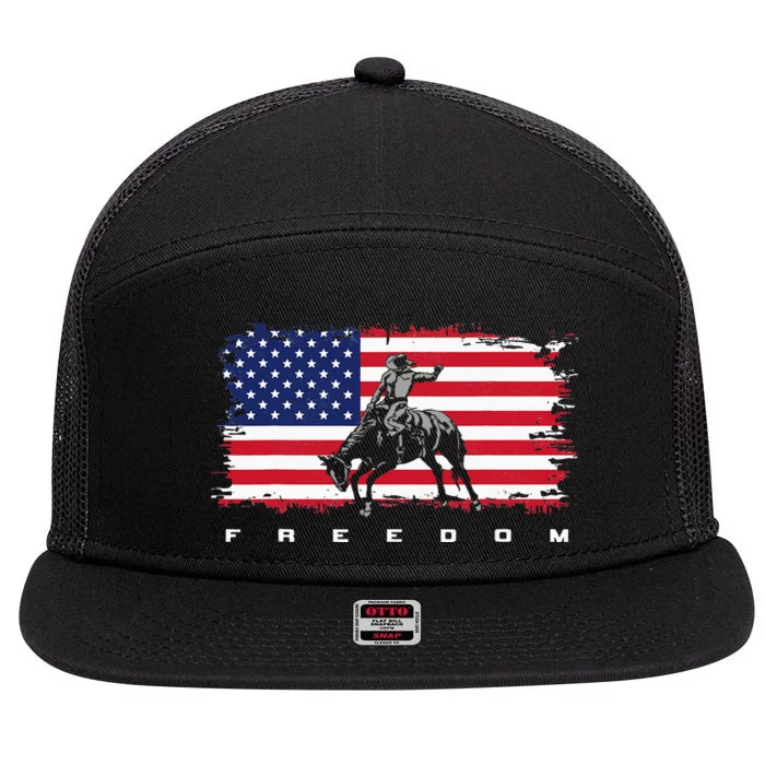 American Flag Horse Riding Apparel - Rodeo 7 Panel Mesh Trucker Snapback Hat