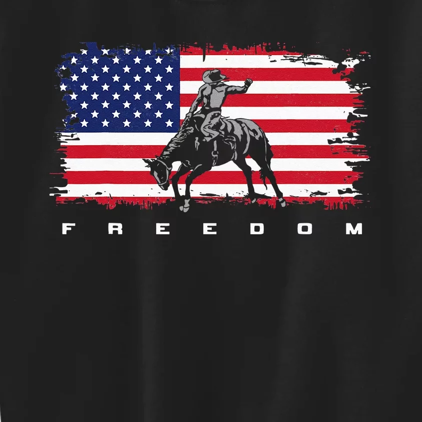 American Flag Horse Riding Apparel - Rodeo Kids Sweatshirt