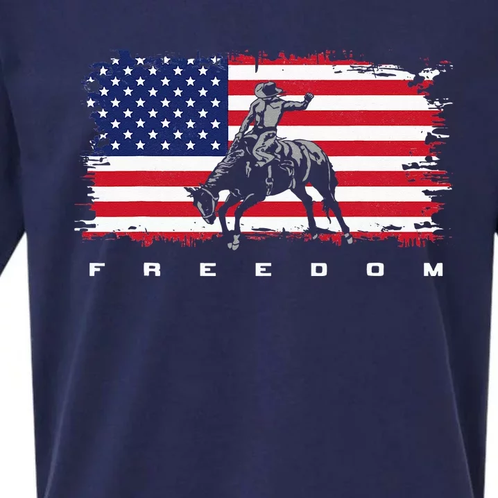 American Flag Horse Riding Apparel - Rodeo Sueded Cloud Jersey T-Shirt