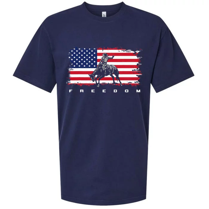 American Flag Horse Riding Apparel - Rodeo Sueded Cloud Jersey T-Shirt