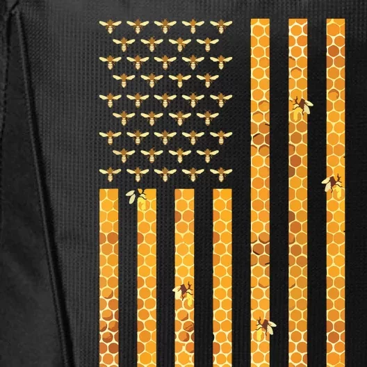 American Flag Honeycomb Honey Bees Beekeeping Beekeeper Gift City Backpack