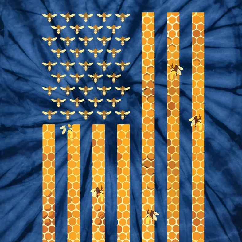 American Flag Honeycomb Honey Bees Beekeeping Beekeeper Gift Tie-Dye T-Shirt