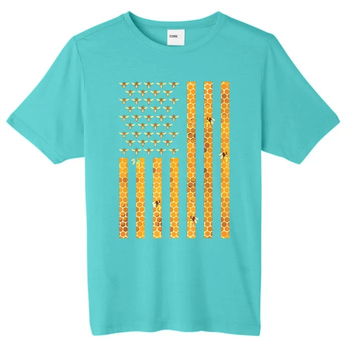 American Flag Honeycomb Honey Bees Beekeeping Beekeeper Gift ChromaSoft Performance T-Shirt