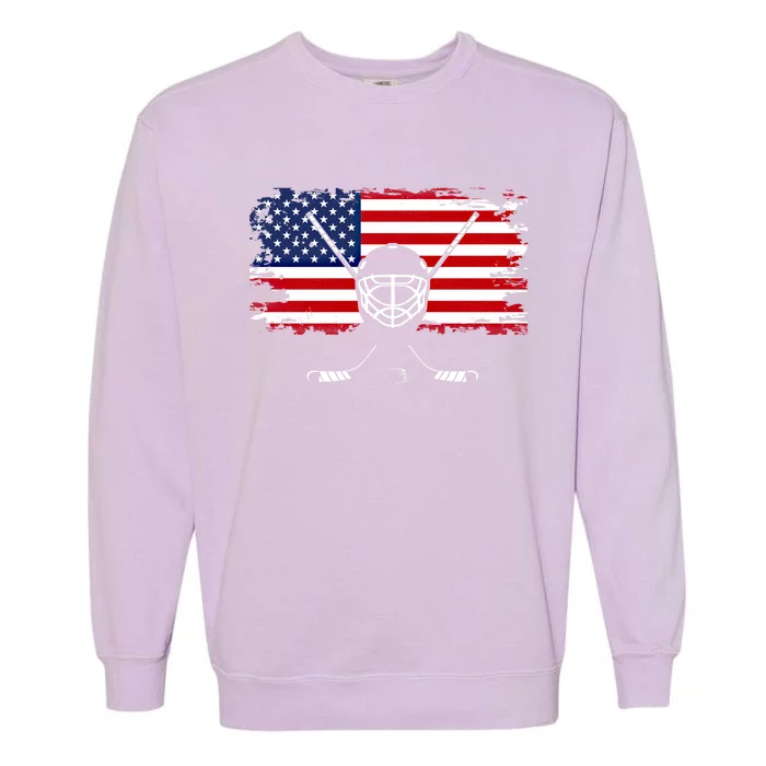 American Flag Hockey Gift Hockey Gift Garment-Dyed Sweatshirt