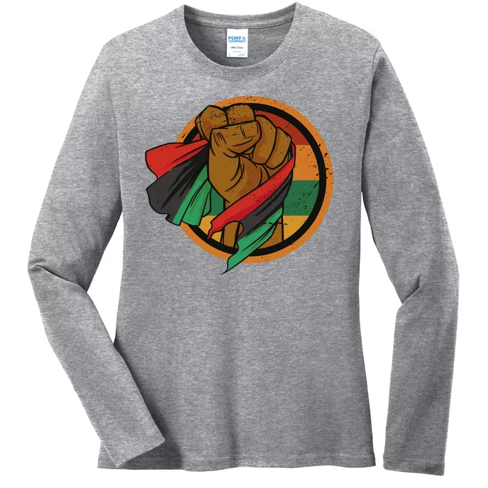 African Flag Hand Ladies Long Sleeve Shirt