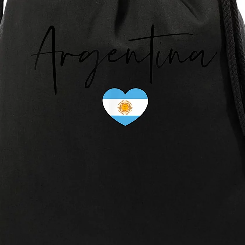 Argentina Flag Heart Argentina Soccer Jersey South America Drawstring Bag