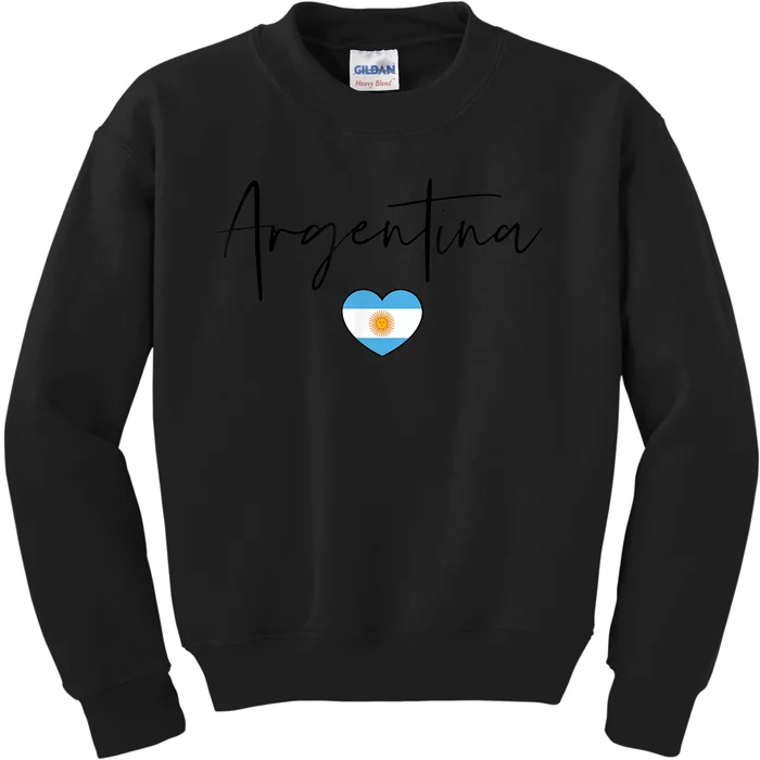 Argentina Flag Heart Argentina Soccer Jersey South America Kids Sweatshirt