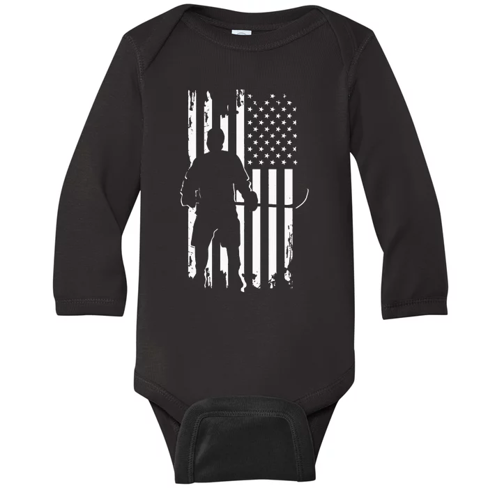 American Flag Hockey Apparel Hockey Baby Long Sleeve Bodysuit