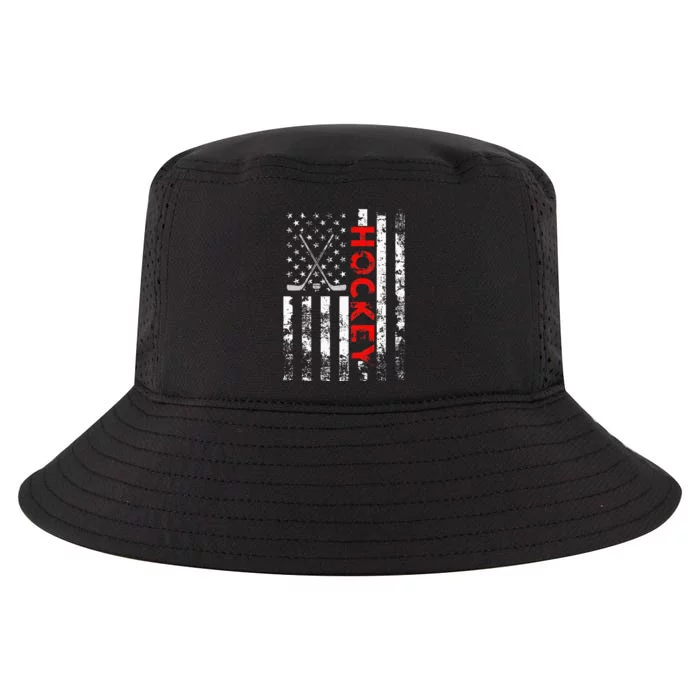 American Flag Hockey Usa Patriotic Cool Comfort Performance Bucket Hat