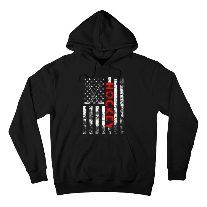 American Flag Hockey Usa Patriotic Tall Hoodie