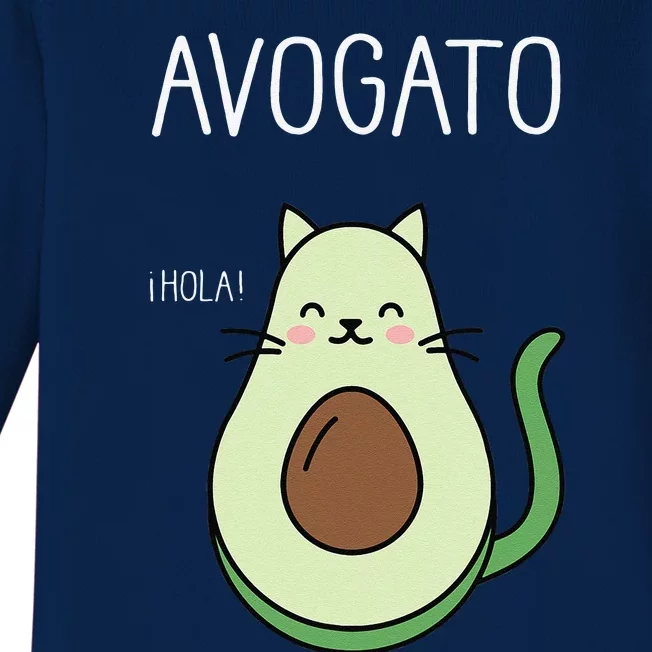 Avogato Funny Hola Retro Cat Avocado Cinco De Mayo Baby Long Sleeve Bodysuit