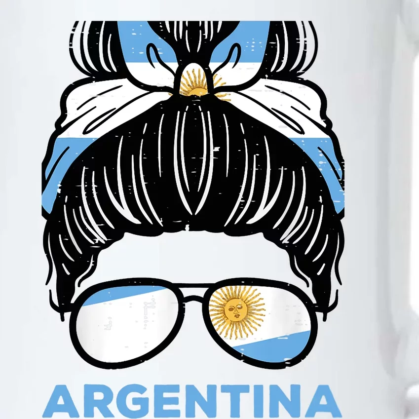 Argentina Flag Hairbun Football Soccer Fan Wo Girls Black Color Changing Mug