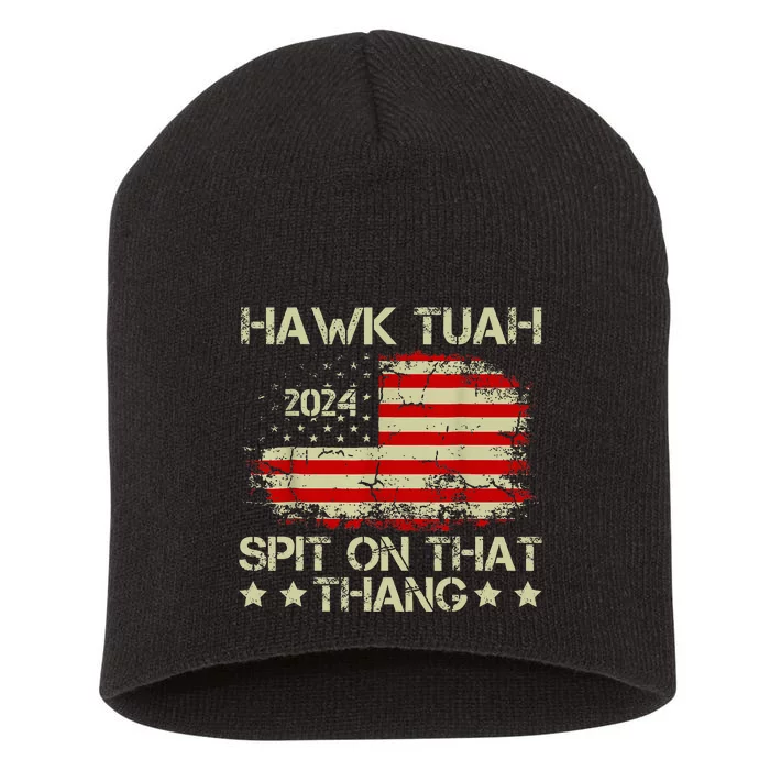 American Flag Hawk Tuah 24 Spit On That Thang Short Acrylic Beanie