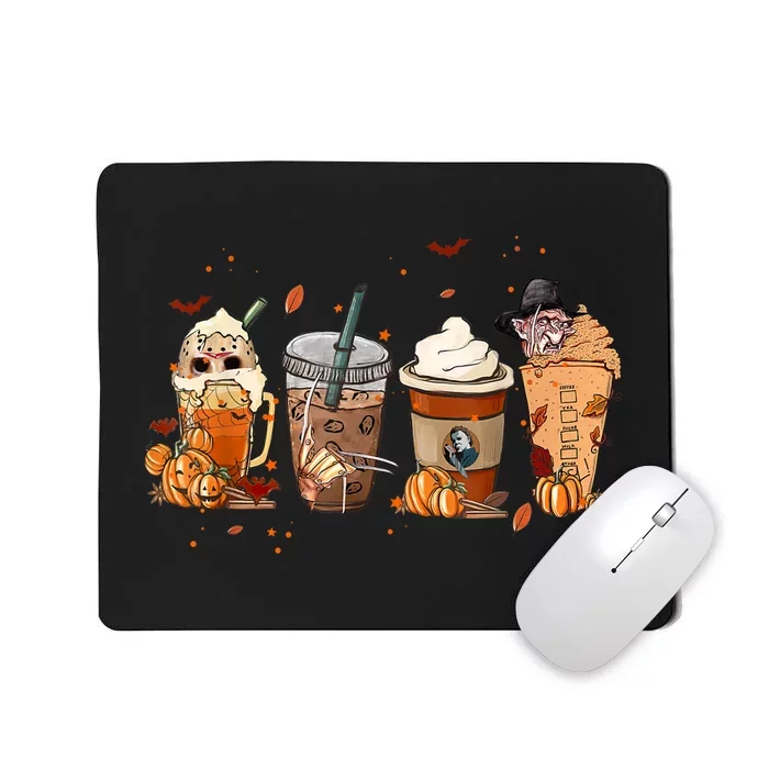 Autumn Fall Horror Latte Coffee Cups Ghost Halloween Mousepad