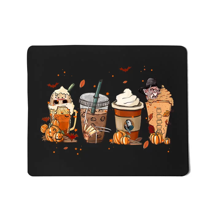 Autumn Fall Horror Latte Coffee Cups Ghost Halloween Mousepad