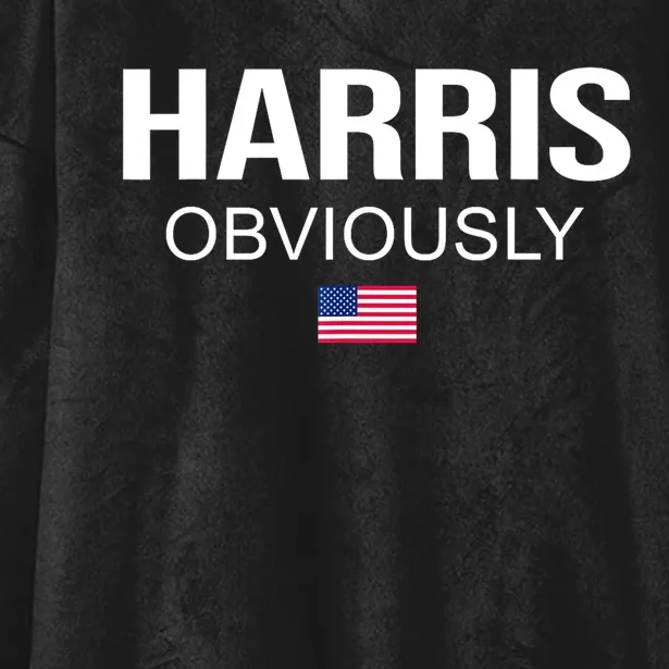 American Flag Harris Obviously For President 2024 Kamala Gift Hooded Wearable Blanket