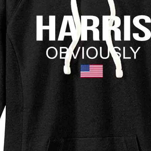 American Flag Harris Obviously For President 2024 Kamala Gift Women's Fleece Hoodie