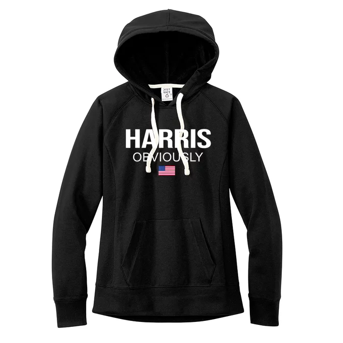 American Flag Harris Obviously For President 2024 Kamala Gift Women's Fleece Hoodie