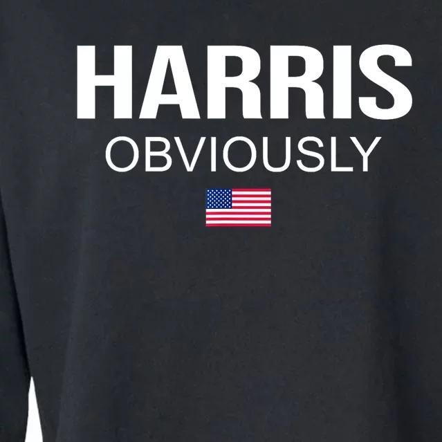 American Flag Harris Obviously For President 2024 Kamala Gift Cropped Pullover Crew