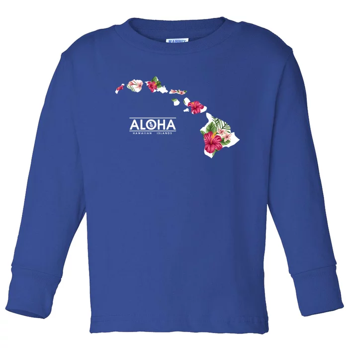 Aloha Floral Hawaiian Islands Gift Toddler Long Sleeve Shirt