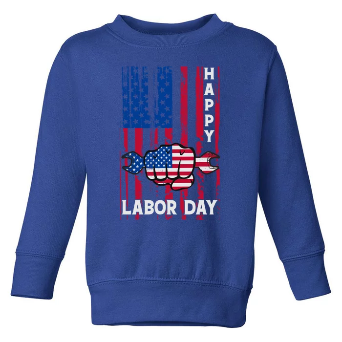 American Flag Happy Labor Day Meaningful Gift Toddler Sweatshirt