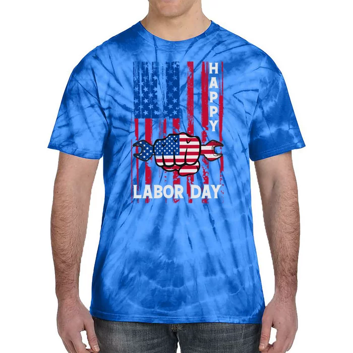 American Flag Happy Labor Day Meaningful Gift Tie-Dye T-Shirt