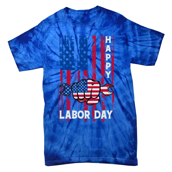 American Flag Happy Labor Day Meaningful Gift Tie-Dye T-Shirt