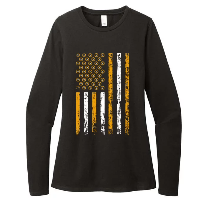 American Flag Holiday Wrench Decoration Labor Day Gift Womens CVC Long Sleeve Shirt