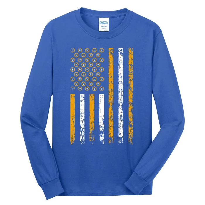 American Flag Holiday Wrench Decoration Labor Day Gift Tall Long Sleeve T-Shirt