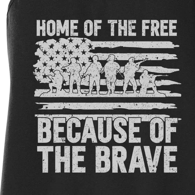 American Flag Home Of The Free Because Of The Brave USA Army Veteran Women's Racerback Tank