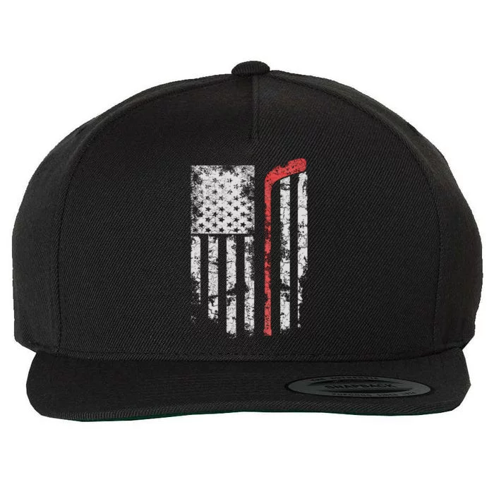 American Flag Hockey Team Gift Hockey Dad Mom Wool Snapback Cap